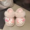 Pantuflas cálidas, forradas de felpa, estilo caricatura, nuevas para otoño/invierno, antideslizantes, de suela gruesa, que aumentan la altura, para mujer, perfectas para usar en exteriores