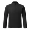 Camiseta de Esportes ao Ar Livre Outono e Inverno Estilo Stone, Moletom com Gola Alta e Meio Zíper, Camada Base para Ciclismo e Caminhada, Camiseta Casual