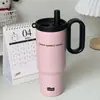 Copo de gelo de alto valor com copo de tubo de sucção, copo térmico para duas bebidas, portátil, acompanhante, Big Mac, aço inoxidável, estudante, copo fofo e divertido