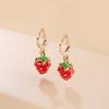 TEMU venta caliente transfronteriza pendientes creativos personalizados estilo ins de Fruta Fresa con hebilla para la oreja pendientes frescos de moda para mujer