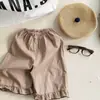 2026 Ropa de Verano para Niños Huzhou Zhili Conjunto de Verano Estilo Coreano para Niñas Pantalones de Lino y Algodón de Longitud 9/10 Pantalones Anti-Mosquitos