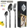Cuchillo para Bistec, Tenedor, Cuchara, Cuchara de Postre de Acero Inoxidable con Mango en Forma de Diamante, Estilo Lujo Ligero, Juego de Cubiertos Occidentales de 18/24 Piezas