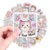 Modelo Novo Transfronteiriço 50 Folhas/Pacote Gatinho Fofo Texto Adesivos Criativos para Garrafas de Água, Mala, Decoração de Tablet, Adesivos à Prova d'Água
