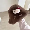 Bonito Sombrero de Punto de Peluche de Gato Kt para Mujer, Sombrero Cálido de Lana de Invierno, Circunferencia de Cabeza Grande, Hace que la Cara Parezca Más Pequeña, Sombrero Lei Feng con Protección para los Oídos