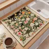 Tapete escorredor de cozinha floral mais vendido internacionalmente, tapete absorvente de secagem rápida para bancada de cozinha, tigelas e bacias, toalha de mesa isolante térmica e anti-queimadura para mesa de jantar