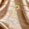 Colar Europeu e Americano de Aço Inoxidável com Pingente de Sol e Lua em Formato Y, Corrente Longa Elegante e Simples para Suéter, Corrente de Clavícula