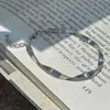 Anel Trançado Artesanal Italiano em Prata Esterlina S925 Design de Nicho Simples e Fashionável Estilo Meio Século Pulseira Geométrica Ondulada