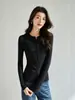 26 Outono Novo Feminino Rosa Mistura de Lã Slim Fit Elástico Manga Longa Tricô Camiseta com Gola Redonda 22773