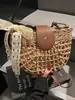 Bolso Nuevo de Paja Tejida de Nicho para Mujer, Bolso de Playa para Vacaciones, Bolso Cruzado de Hombro, Bolso tipo Silla para Debajo del Brazo, Bolso Pequeño Tejido