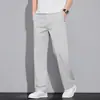 Pantalones Casuales de Pierna Recta de Seda de Hielo para Hombre, Nuevo Estilo Verano 2026, Corte Holgado, Pantalones Largos Versátiles de Moda para Adolescentes