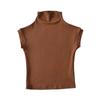 Playera Sexy Ajustada que Resalta la Figura de Dongdaemun de Corea del Sur para Mujer, Look Adelgazante, Cuello Medio Alto, Manga Corta, Versátil Top Básico