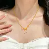 Collar de Perlas de Flor de Cerezo Chapado en Oro Estilo Antiguo Que No Se Desvanecerá con el Tiempo, Cadena para Clavícula de Flor de Cerezo Versátil con Esmalte