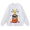 Camiseta Estilo Vintage Americano Manga Corta Tallas Grandes Estampado de Personaje de Anime Japonés Manga Larga Floral Sangre Caliente Manga