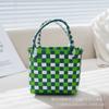 Bolso de Mano Promocional de Color para Niños de Bajo Precio Bolso Artístico Tejido a Mano Mini Bolso Tejido de Cesta de Verduras Bolso Cuadrado Pequeño