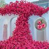 Cena de casamento Cachoeira rosa flor artificial flor falsa canto rosa de geleira canto decoração rosa Vermelho Líquido