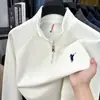Sudadera con media cremallera para hombre, Otoño e Invierno, Nueva, Cuello alto, Manga larga, Camiseta interior, Casual, Versátil, Suéter con bordado