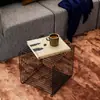 Estante de Almacenamiento con Borde Metálico Mesita de Noche Estantería para Libros de Pie Montado en Pared Gabinete Lateral para Sofá Mesa Pequeña Mesa de Café Pequeña