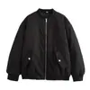 Fabricantes de Ropa para Mujer Transfronterizos al por Mayor 2025 Aliexpress Popular Chaqueta de Béisbol con Cremallera Holgada Plisada Chaqueta de Algodón