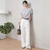 Calça jeans Tencel denim branca resistente à água para mulheres, estilo fino de verão, novo modelo 2026, cintura alta, modeladora, para baixinhas, calça pantalona solta