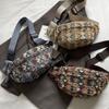 Bolsa de Peito Estilo Étnico Bolsa de Peito Xadrez Feminina 2024 Outono Nova Bolsa Pequena de Viagem Bolsa de Feira Noturna