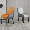 Silla de Comedor de Madera Maciza de Lujo Ligero, Mesa y Sillas de Isla, Cuero Genuino Moderno Simple de Gama Alta, Silla de Hotel Simple y Duradera con Respaldo