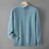 Cárdigan de Punto de Lana Pura Talla Grande para Hombre con Jacquard de Espiga de Trigo Ropa Exterior de Negocios Casual Engrosado Cuello Alto Cardigan con Cremallera