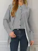 2025 Transfronterizo Amazon Europeo y Americano Ropa Camisa de Manga Larga Cuello Redondo Rayas Falso Dos Piezas Casual Cómoda