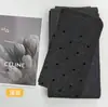 Medias de lunares grises para mujer, leggings de otoño e invierno para usar por fuera, mallas de algodón para mujer con rayas verticales, adelgazantes a presión que no se bajan