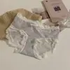 Ropa Interior de Encaje Estilo Japonés para Mujer Cintura Media Transpirable Algodón Puro Entrepierna de Malla Sexy Chica Pura Deseo Bragas Triángulo