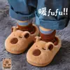 Pantuflas de Algodón para Niños Capibara Otoño Invierno Niños Niñas Calientes Con Felpa Forrada Mediano Grande Niños Bebé Talón Cerrado Zapatos de Algodón