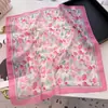 Bufanda de Seda Artística Pequeña Cuadrada para Mujer, Color Azul y Blanco Porcelana Liso Elegante, Estampado de Flor de Anacardo, Mezcla de Algodón y Lino, Para Primavera y Verano, Bufanda Cálida para Proteger el Cuello