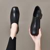Zapatos de mujer de una sola capa con punta cuadrada y boca profunda, primavera 2024, nuevos zapatos de mujer de piel de oveja con tacón grueso, sencillos y elegantes con cremallera trasera, zapatos de mujer limpios hasta el tobillo