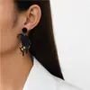 Um Par de Brincos de Gato Preto, Tulipas Rosas, Design de Moda Criativo, Material Acrílico, Festa de Halloween