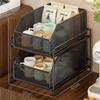 Estante de Almacenamiento de Escritorio Taza para Snacks Almacenamiento Bandeja Deslizante Vidrio Taza de Café Té Hogar Doble Capa Estante para Tazas de Agua
