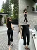 Pantalones de Yoga Acampanados Micro de Cintura Alta para Mujeres Bajitas, Sección Delgada de Verano, Levanta Glúteos, Pantalones Cortos, Correr, Entrenamiento, Fitness, Deportes, Pantalones Largos