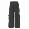 Pantalones de trabajo JIAMU acolchados con múltiples bolsillos, dos tonos, estilo americano, para hombre y mujer, pantalones casuales holgados de pierna ancha para otoño e invierno
