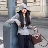 Moletom com capuz de moda estilo coreano puramente desejável, suéter de malha slim-fit para uso externo feminino, nova blusa de base para outono e inverno