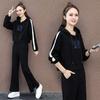 Sudadera con capucha de algodón de talla grande para Otoño e Invierno, Traje liso para imprimir, Pantalones de pierna ancha con abertura para mujer, Conjunto de dos piezas, Moderno y casual