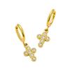 Moda europeia e americana novos brincos pingente de cruz cravejados com zircônia em aço titânio banho a vácuo ouro 18K brincos ins versáteis