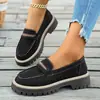 2026 Nuevos Mocasines de Gamuza Estilo Británico Suela Gruesa para Mujer Retro Slip-Ons Plataforma Casual Zapatos Individuales Versátiles Perezosos