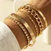 Moda europeia e americana nova personalidade moda em relevo torção geométrica multicamadas empilhadas pulseira conjunto de 10 peças de decorações atacado