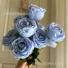 Venta al por mayor Fábrica Salón de Bodas Hotel Accesorios de Decoración Floral Decoración Suave Flores Artificiales Decoración Azul Materiales de Flores Simuladas