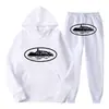 Sudadera con Capucha y Pantalón Casual con Estampado Clint419 Patrón Prisión del Diablo Europeo y Americano Conjunto de Dos Piezas para Hombre y Mujer