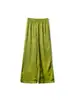 Pantalones Rectos de Jacquard Versátiles Estilo Chino Retro para Mujer con Cintura Elástica para Verano