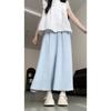[Tela original más forro] Pantalones casuales de pierna ancha para mujer, nuevos de primavera y verano, cintura alta, adelgazantes, de corte relajado, falda