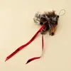Blf Cabeza de Gato Atada a Mano Juguetes para Gatos Atados con Mosca Suministros para Mascotas Artesanías de Plumas Juguetes para Mascotas