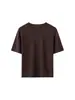 Camiseta base de lã fiada fina, gola redonda, manga curta, macia, respirável, versátil, design simples e confortável, estilo de temperamento diário para outono e inverno