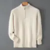 Suéter de Lana Pura Nuevo Otoño/Invierno Baicai Rong para Hombre, Cuello Redondo, Media Cremallera, de Negocios, Sencillo, Casual, Camiseta de Punto Base