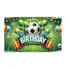 Fundo de aniversário temático de futebol transfronteiriço Banner Feliz Aniversário Decoração de festa Tapeçaria personalizada de fundo