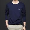 Camiseta modal de manga larga para hombre con cuello redondo, camiseta básica de primavera y otoño, ropa para mediana edad, nueva camiseta 2025 de alta calidad